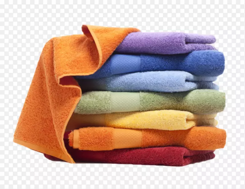 层叠着折叠好的毛巾清洁用品实物