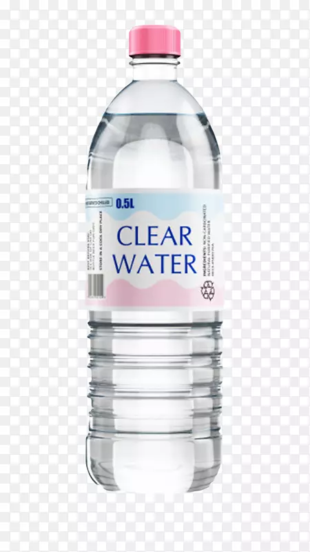 透明解渴带贴纸说明的塑料瓶饮用