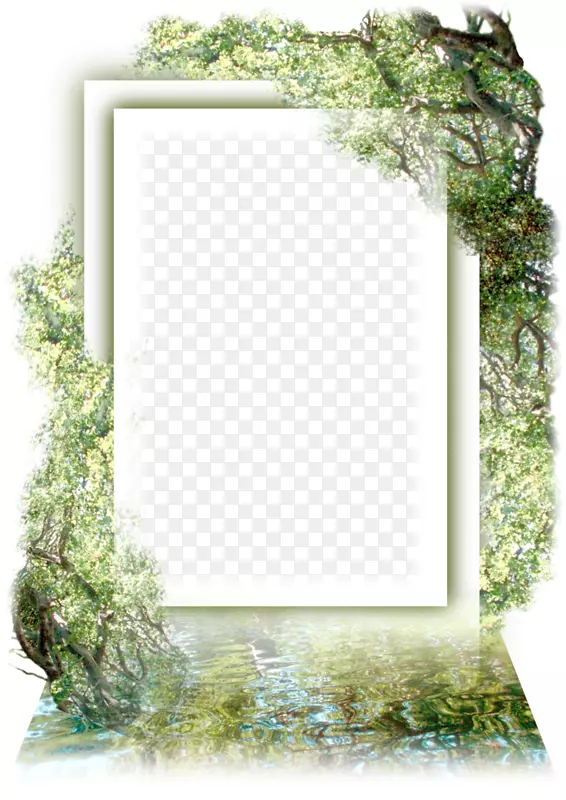 个性绿树边框装饰