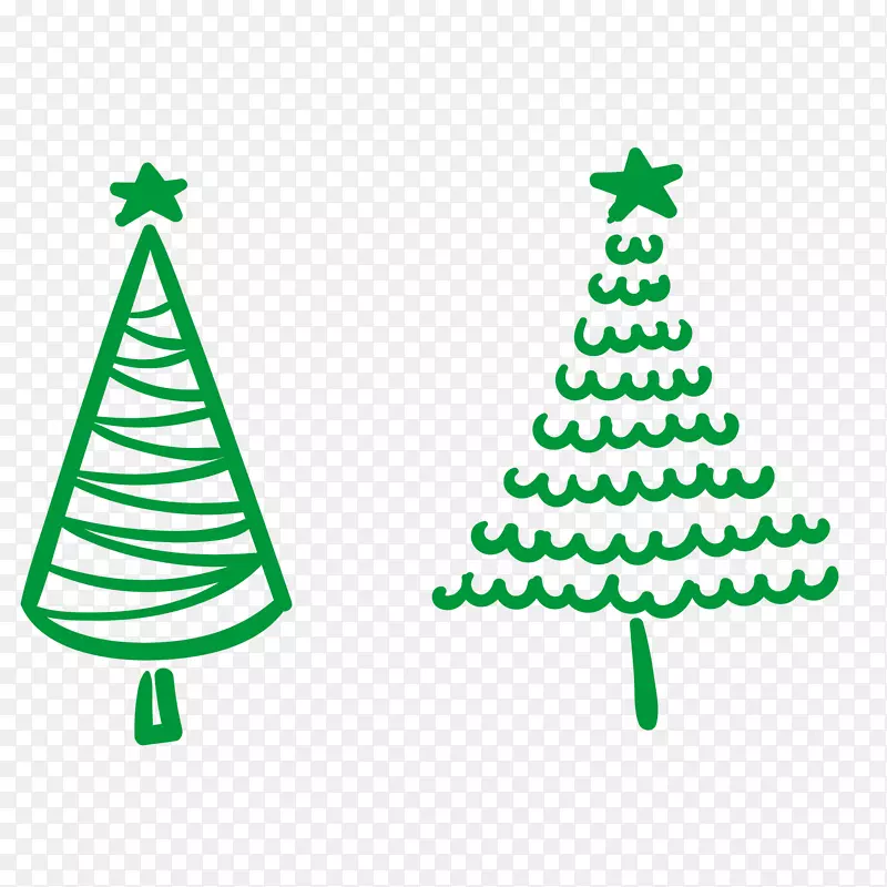 绿色手绘圣诞树矢量图
