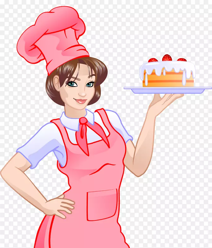 粉色卡通烘焙师女孩