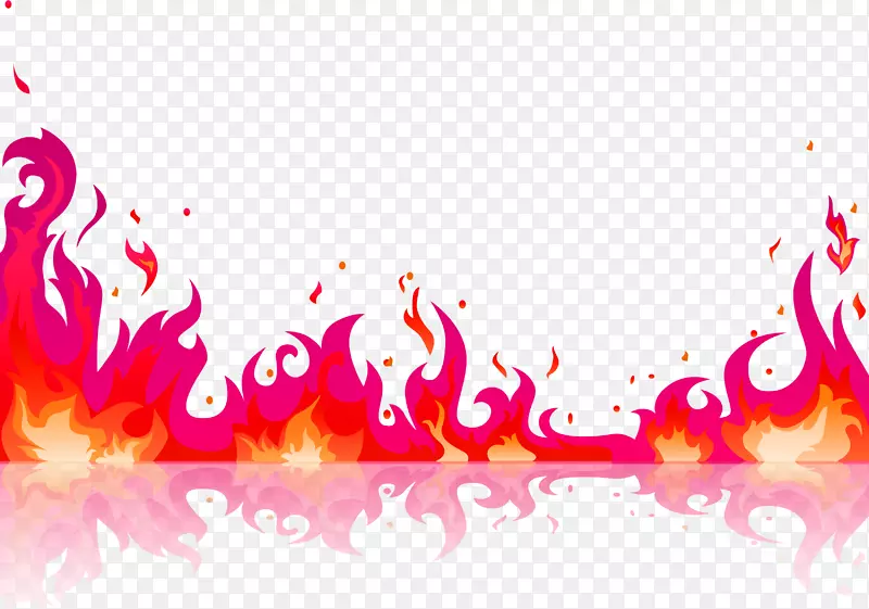 玫红色卡通燃烧的火焰效果元素