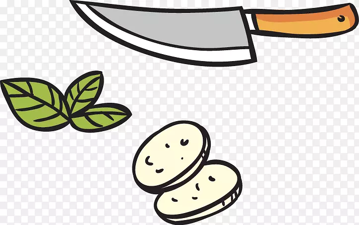卡通手绘插图菜刀切菜
