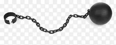 一个铁链连着铅球和黑色小铁环