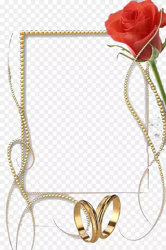 珠子项链边框玫瑰花装饰