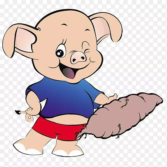 卡通可爱小猪拿着红薯插画免抠