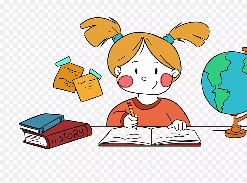 正在做作业的小女孩PNG图片素材下载_图片编号7457299-PNG素材网