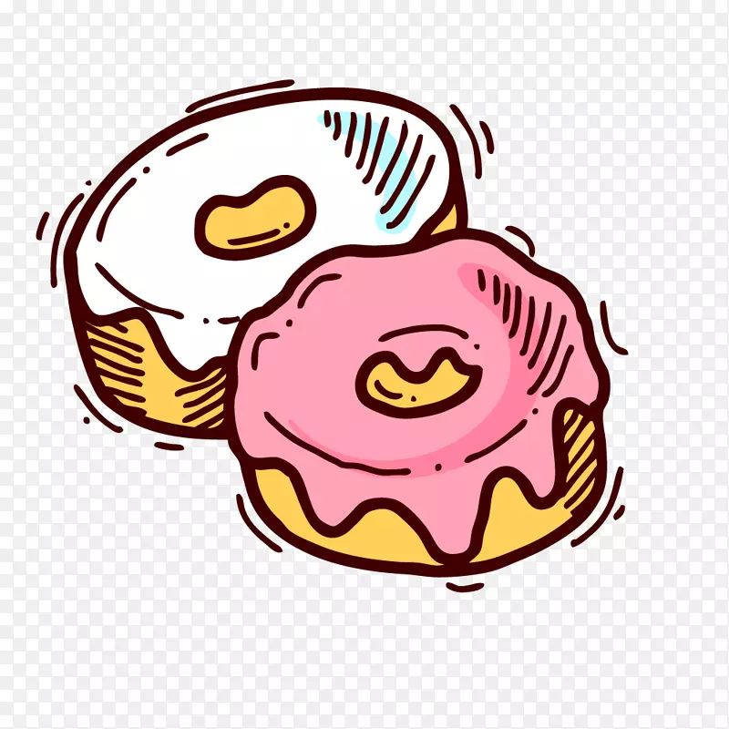 甜甜圈西餐宣传卡通手绘素材