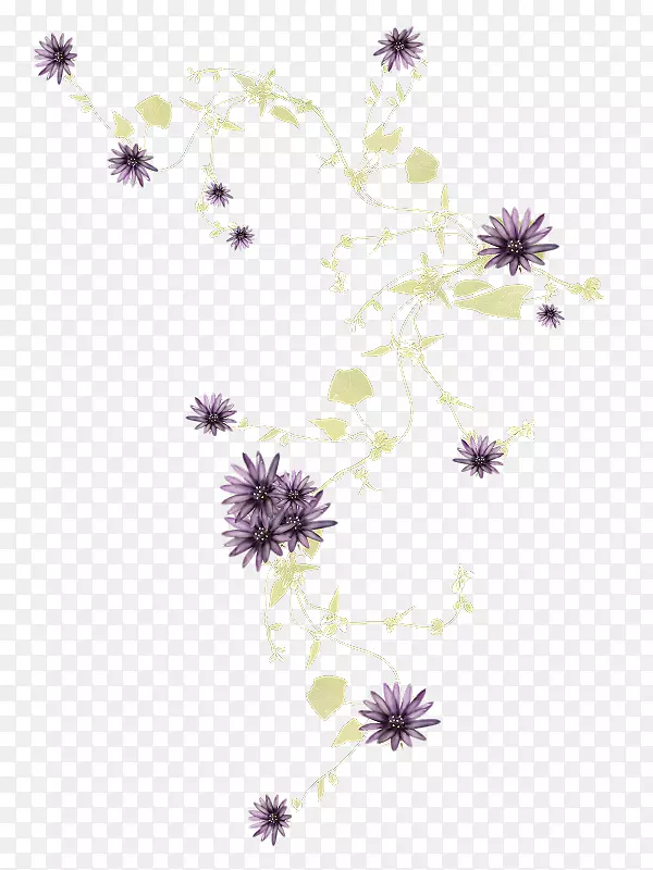 卡通紫色漂浮小菊花装饰素材