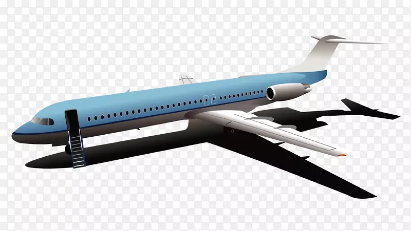 矢量立体逼真蓝色飞机模型