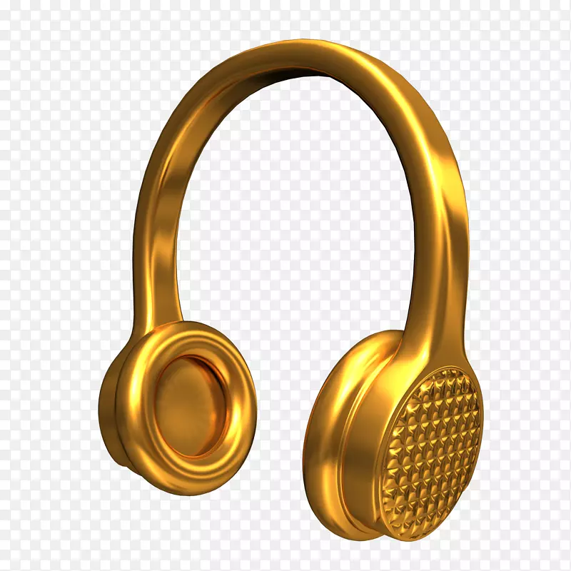 手绘立体金色耳机