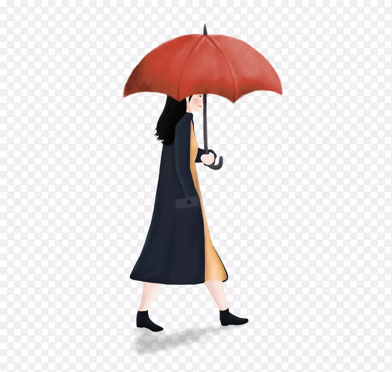 卡通手绘打伞的女人PNG图片素材下载_图片编号7460558-PNG素材网