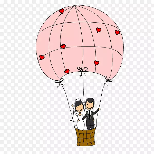 手绘卡通热气球婚礼