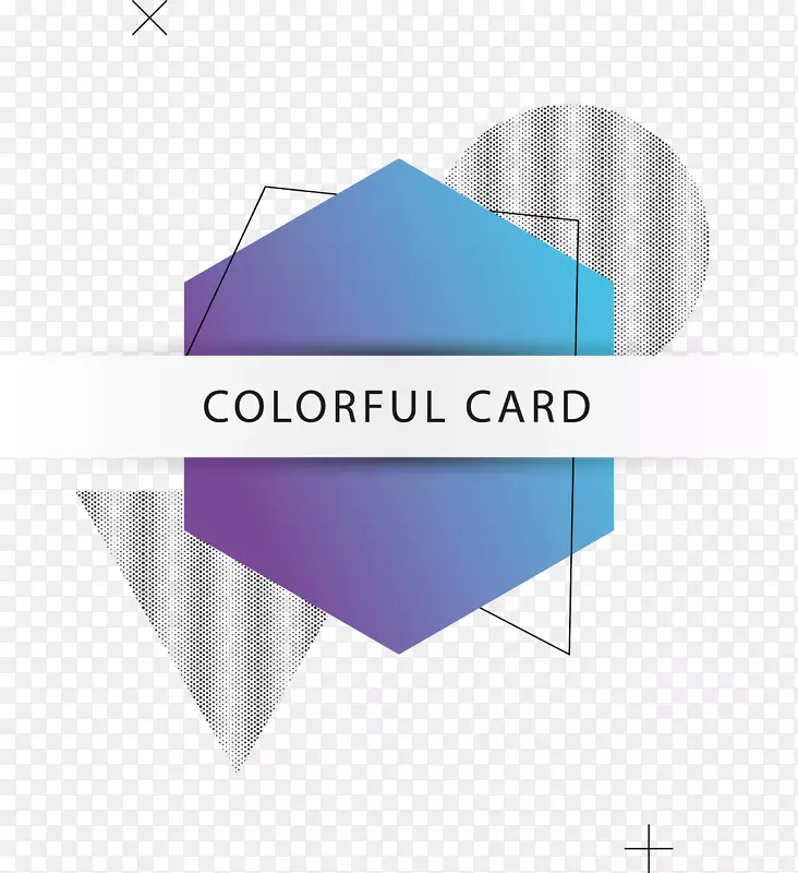 蓝紫色渐变六边形卡片设计