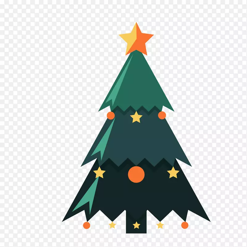 黑绿色星星装饰圣诞树