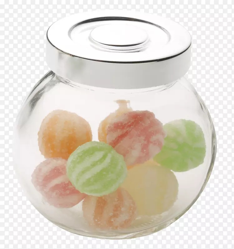 玻璃罐子里的彩色糖豆