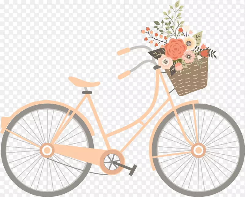 卡通手绘粉色的自行车