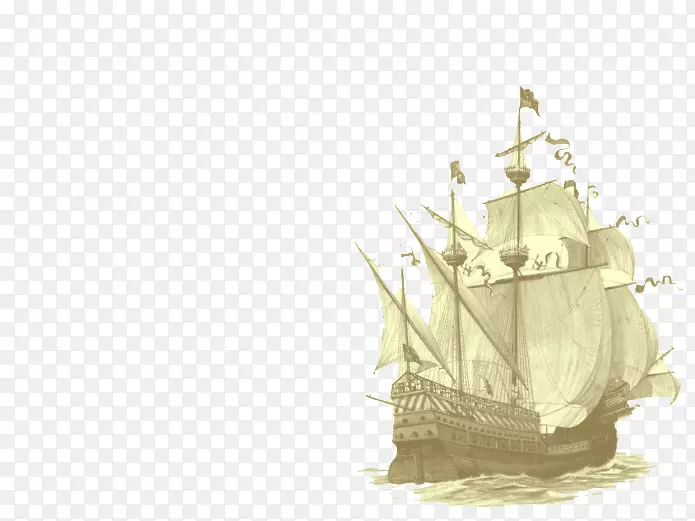 手绘卡通古代帆船