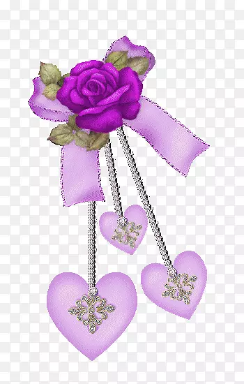 淡紫色大花倒挂爱心吊牌