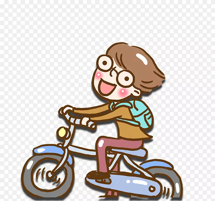 卡通男孩骑自行车装饰图案