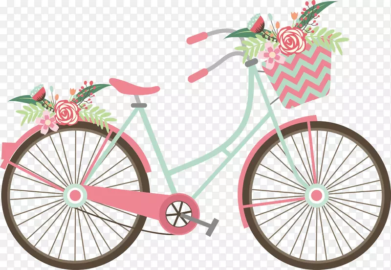 自行车美丽花篮自行车