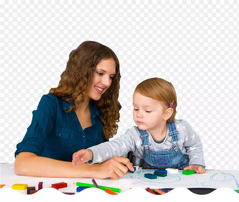 妈妈教孩子蜡笔绘画