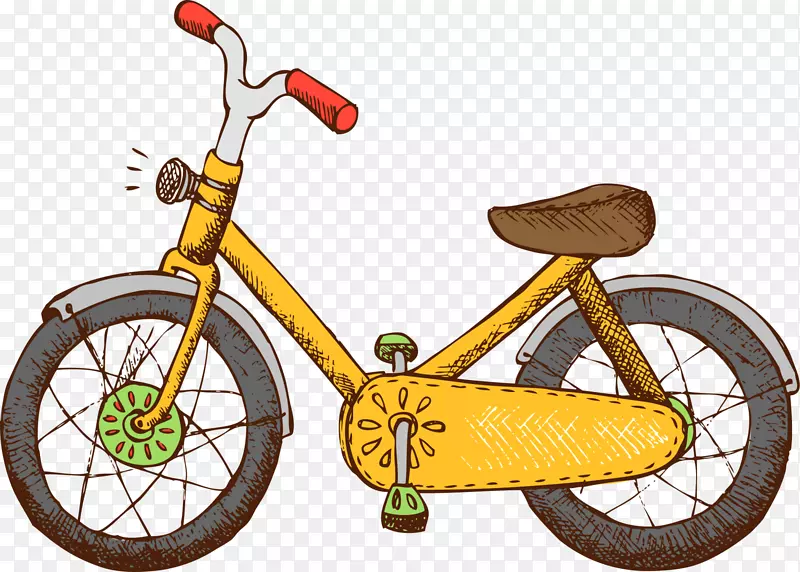 黄色手绘自行车