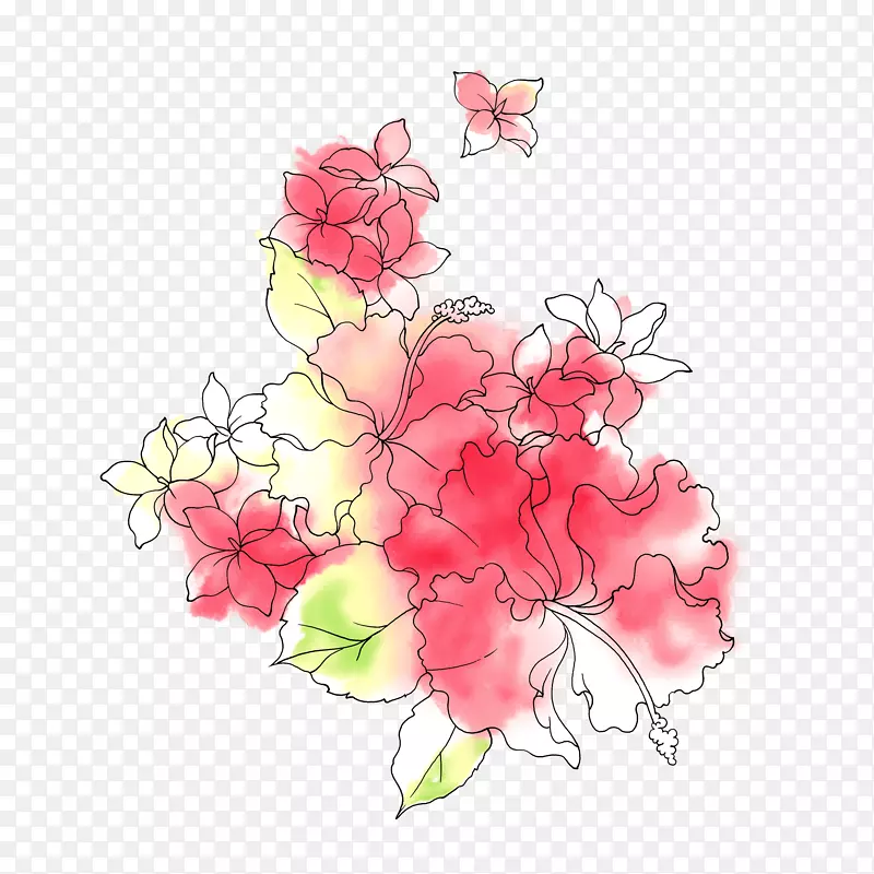 手绘海棠花