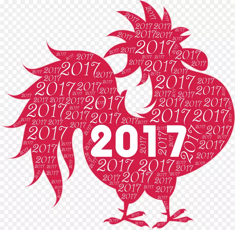 新年红色公鸡剪纸