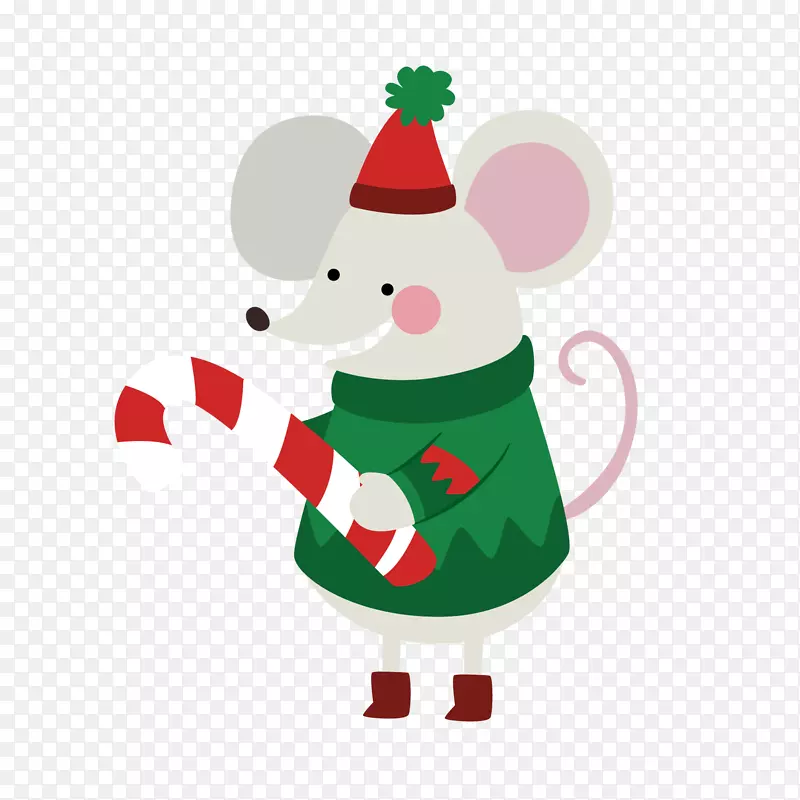圣诞节可爱老鼠矢量图