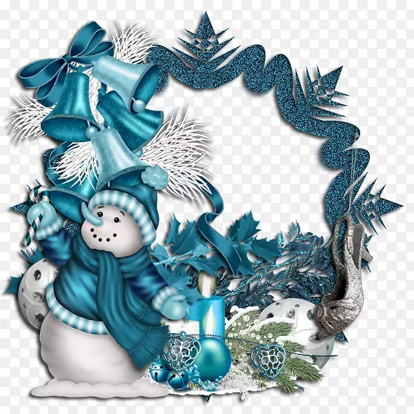 蓝色圣诞装饰边框