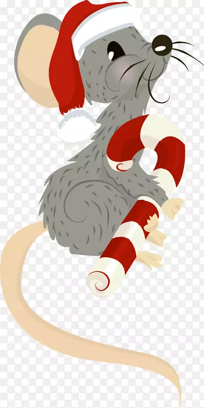 圣诞节灰色可爱老鼠