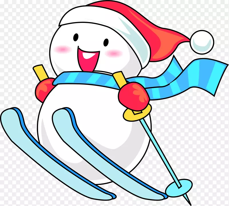 可爱圣诞节滑雪雪人