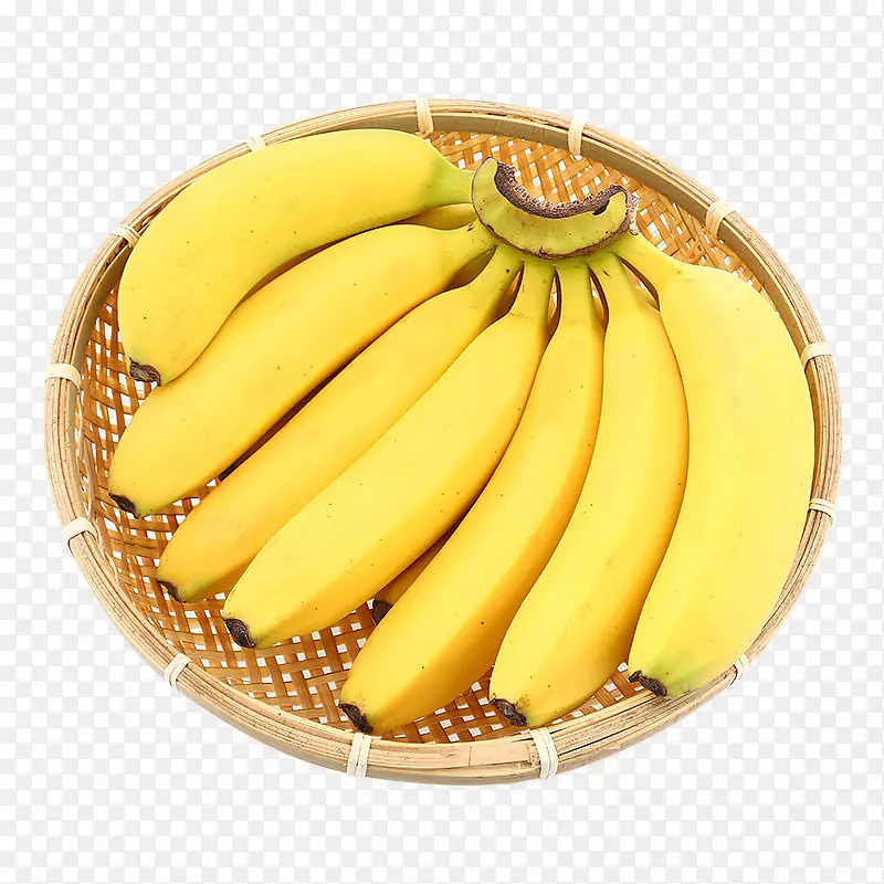 实物放在竹篮子里的香蕉