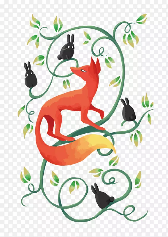 矢量狐狸和兔子