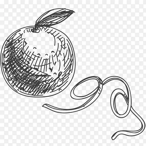 苹果黑白素描简笔画