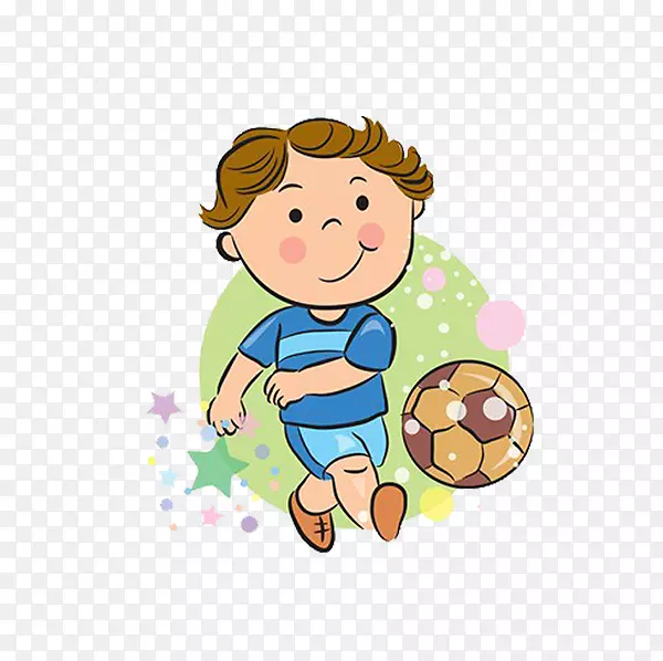 卡通男孩踢足球