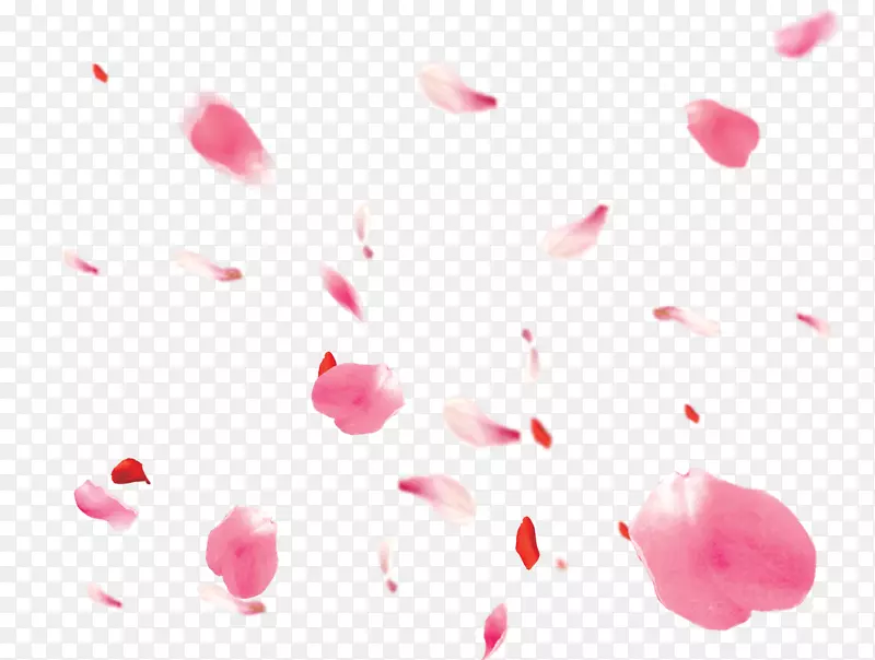 创意粉红色的玫瑰花花瓣漂浮元素