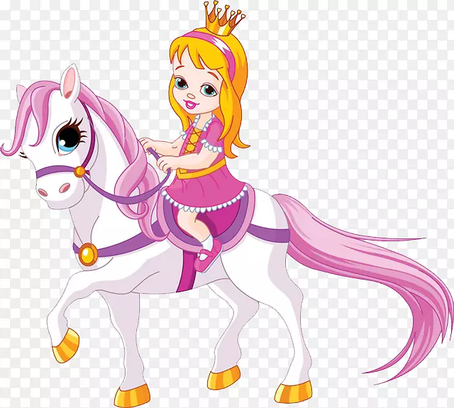 梦幻色彩的卡通公主骑马的图片