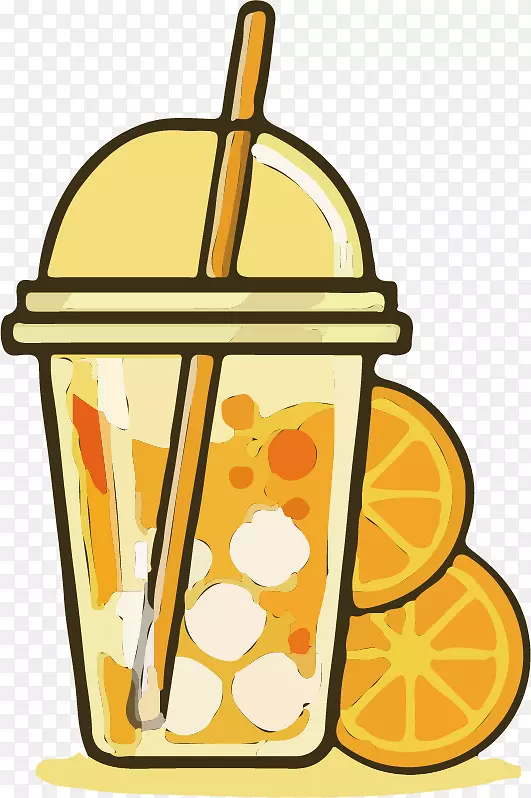 精致的橙汁饮料简笔画透明png