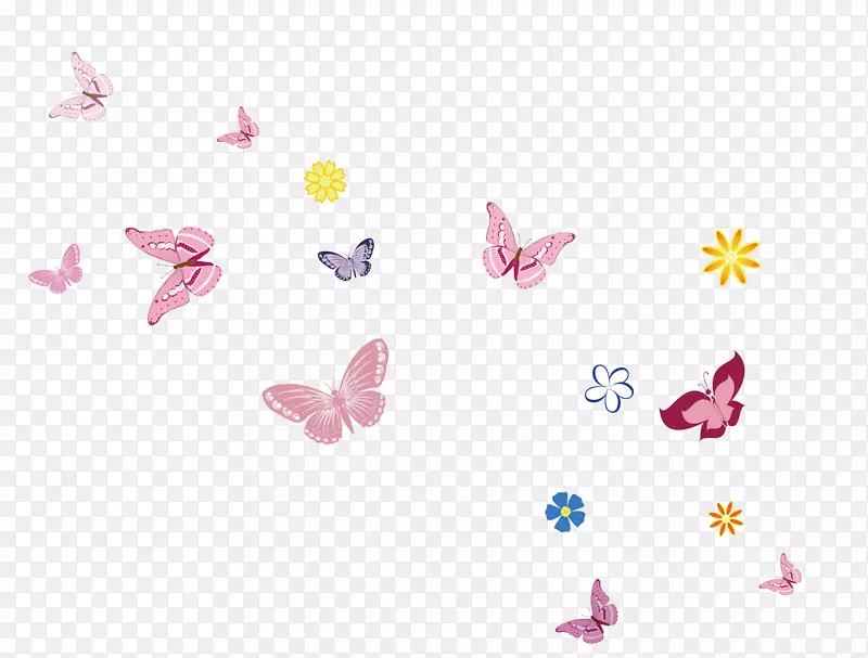 卡通蝴蝶花朵漂浮素材