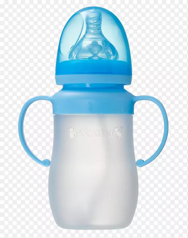 摔不破的宽口硅胶奶瓶蓝色