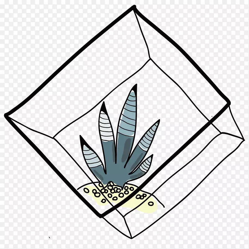 蓝色多肉矢量卡通