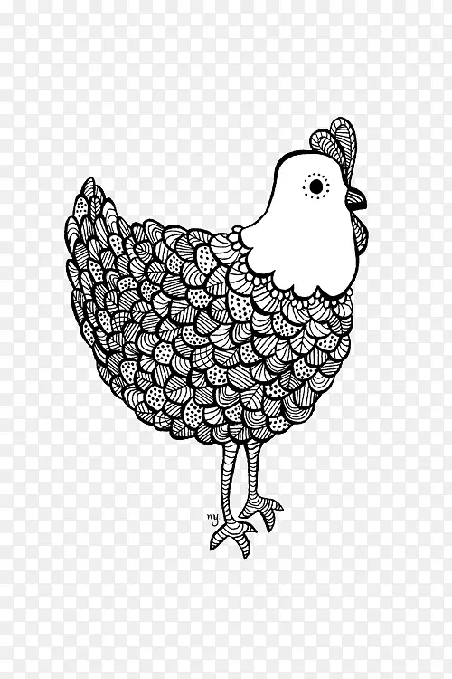 创意设计黑白母鸡