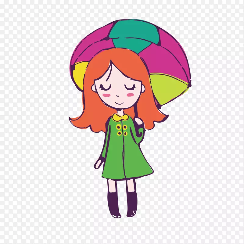 撑伞的小女孩