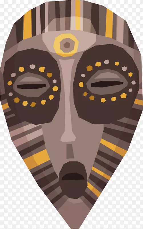 手绘卡通非洲部落图腾面具设计素