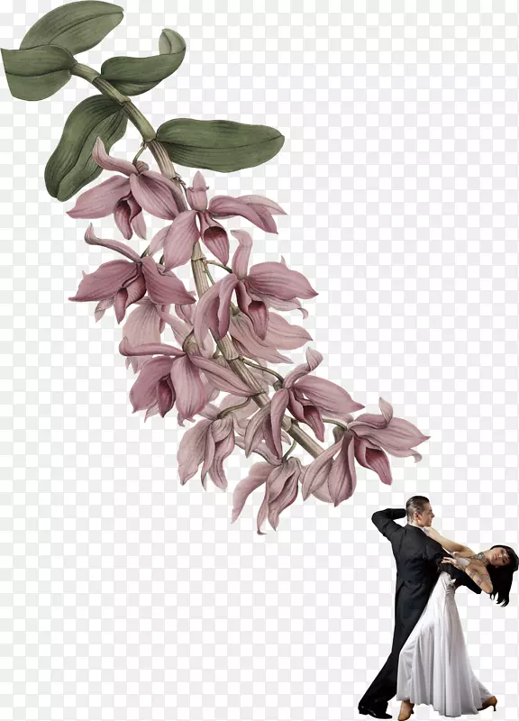 双人舞花朵浪漫花下跳舞