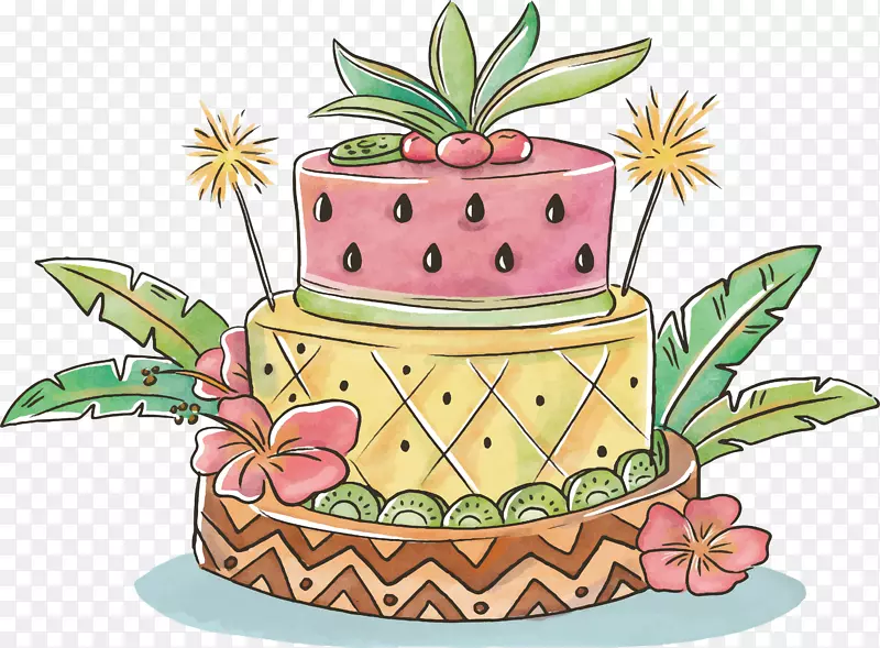 水彩蛋糕插画设计
