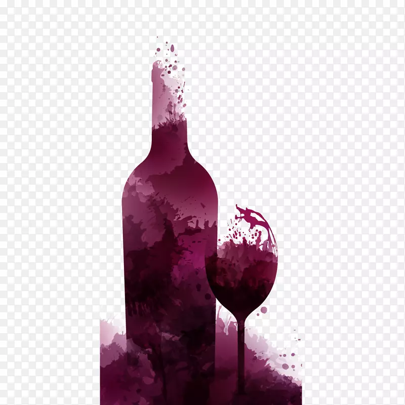 彩绘葡萄酒矢量图