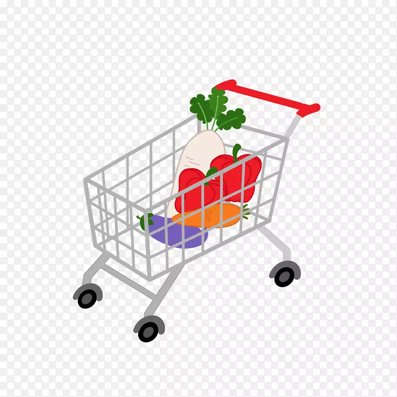 装满蔬菜的购物车